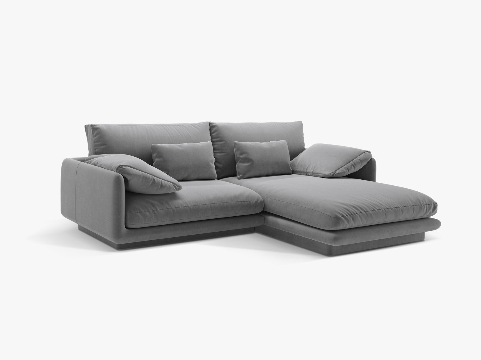 Micadoni Ecksofa Torino 3-Sitzer Rechts Samt Hellgrau
