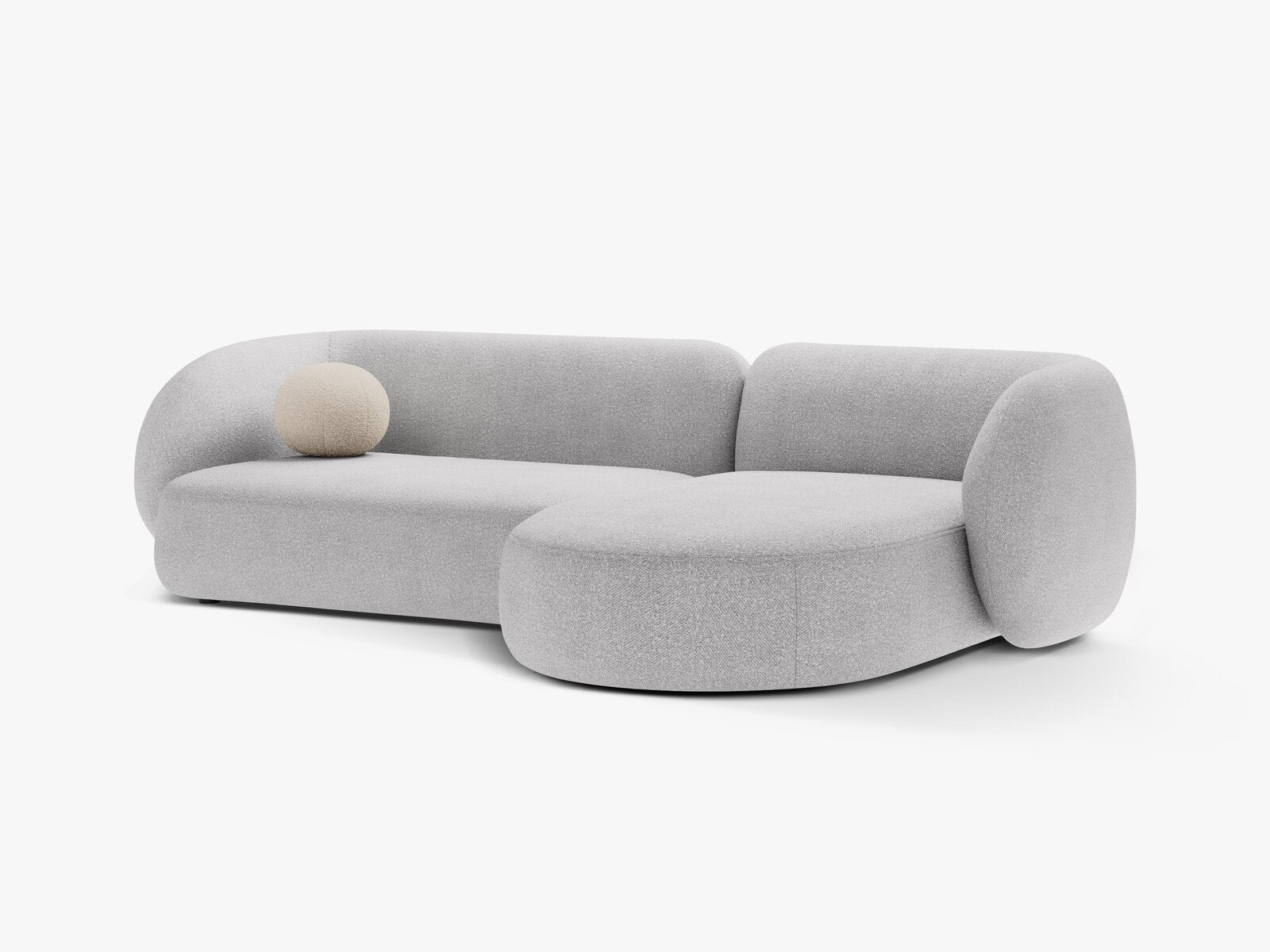 Micadoni Ecksofa Kate 3-Sitzer Rechts Boucle Baloo Hellgrau
