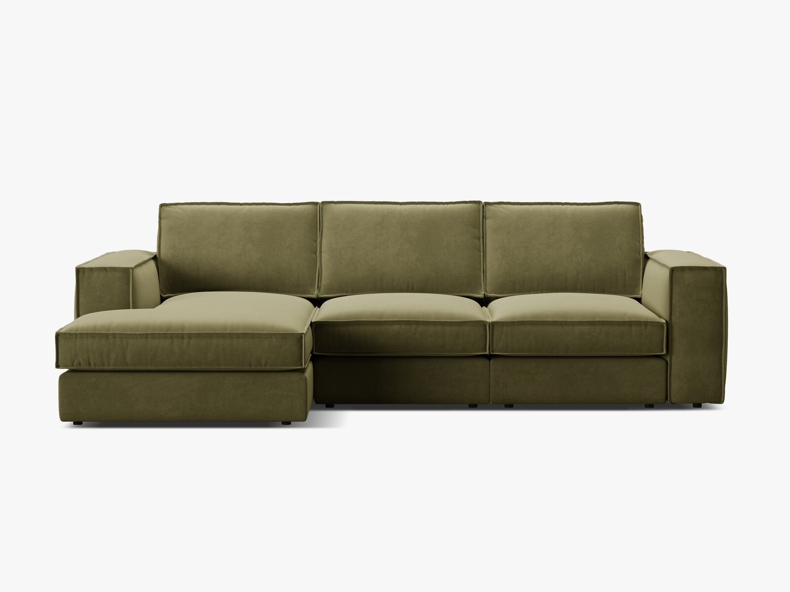 Micadoni modulares Ecksofa Pola 3-Sitzer Links Samt Salvador Grün