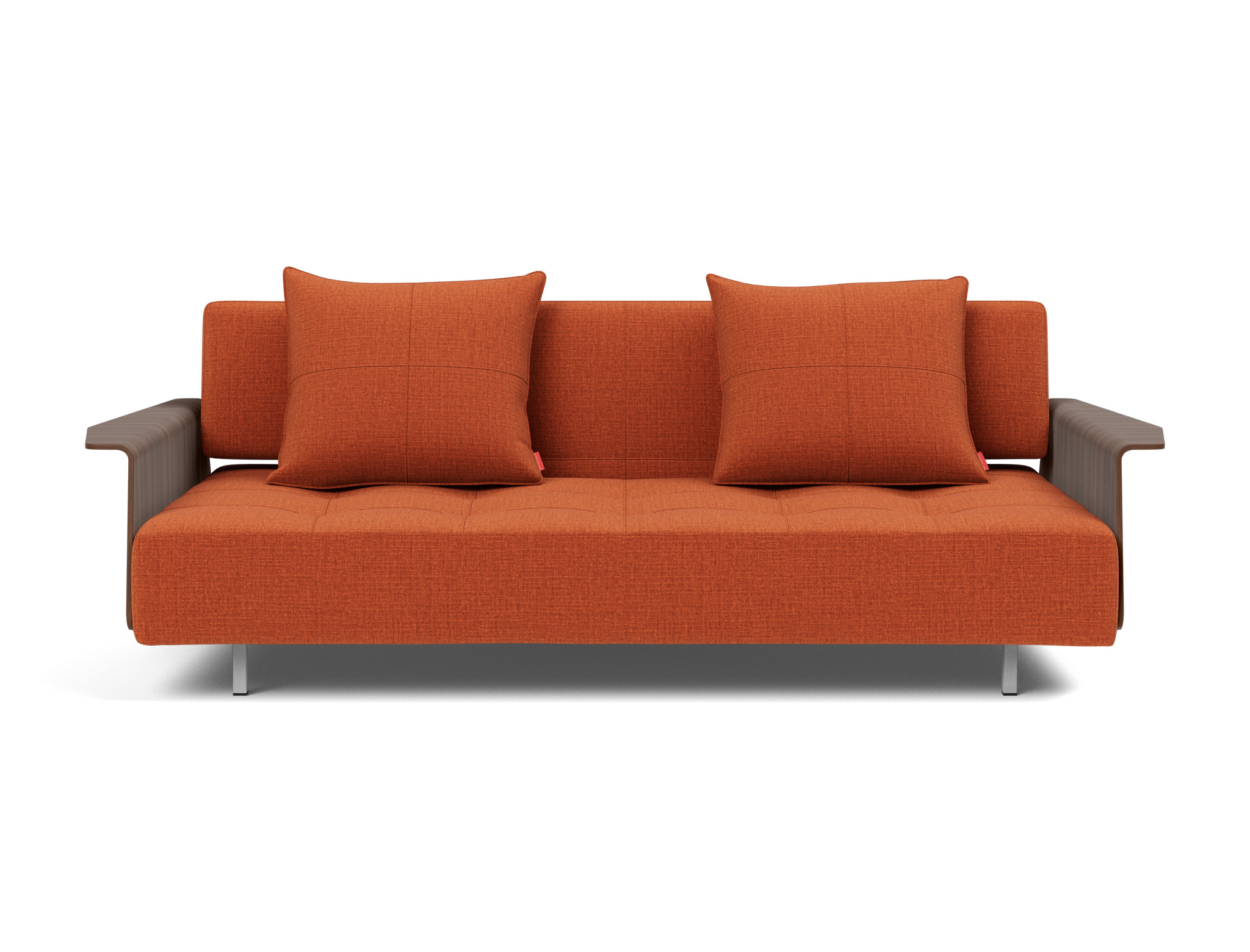 Schlafsofa Long Horn D.E.L. mit Armlehnen Chenille Esina 412-Rust-Orange