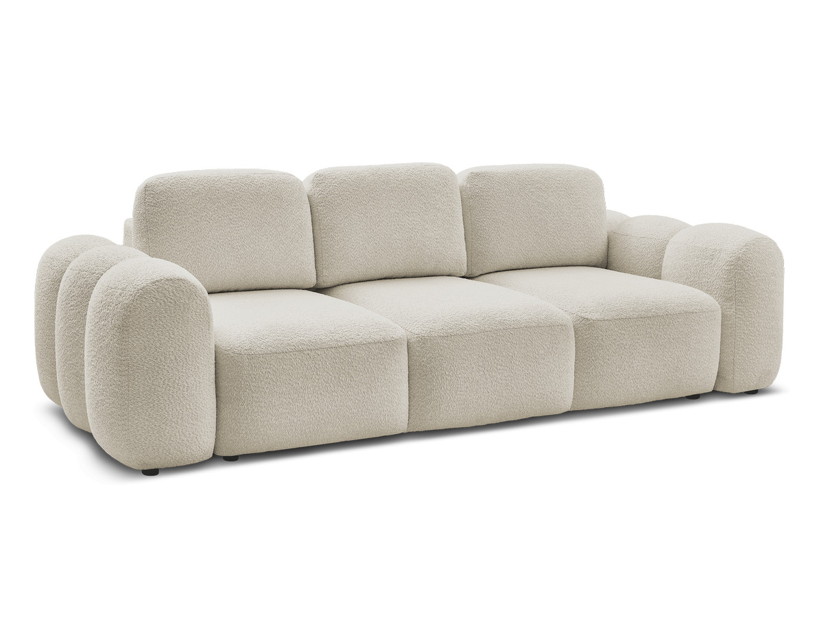 Bobochic Montaigne Schlafsofa 3-Sitzer mit Bettkasten Bouclé-Stoff Beige