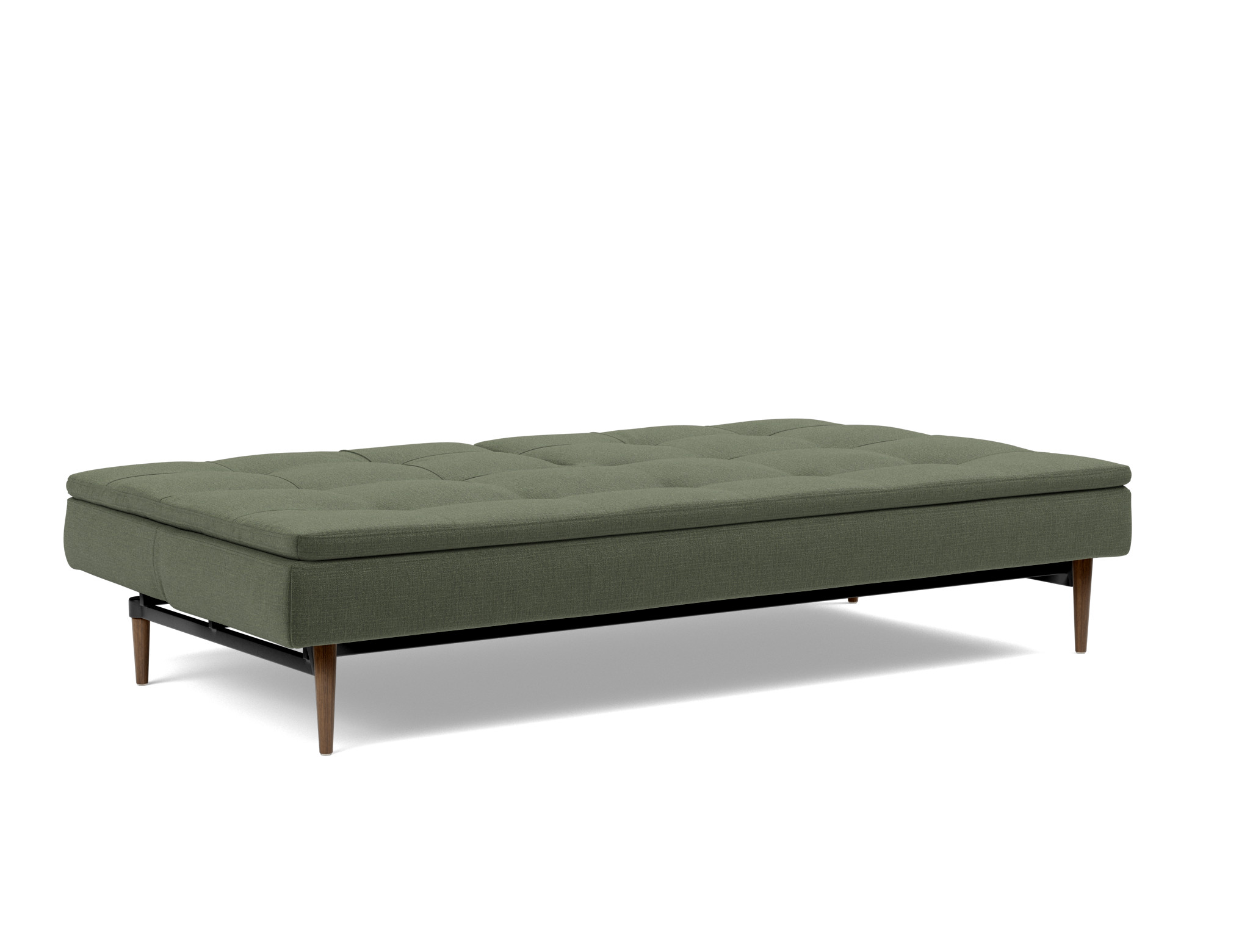 Schlafsofa Dublexo Chenille Esina 413-Olive-Green Beine Styletto Eiche dunkel