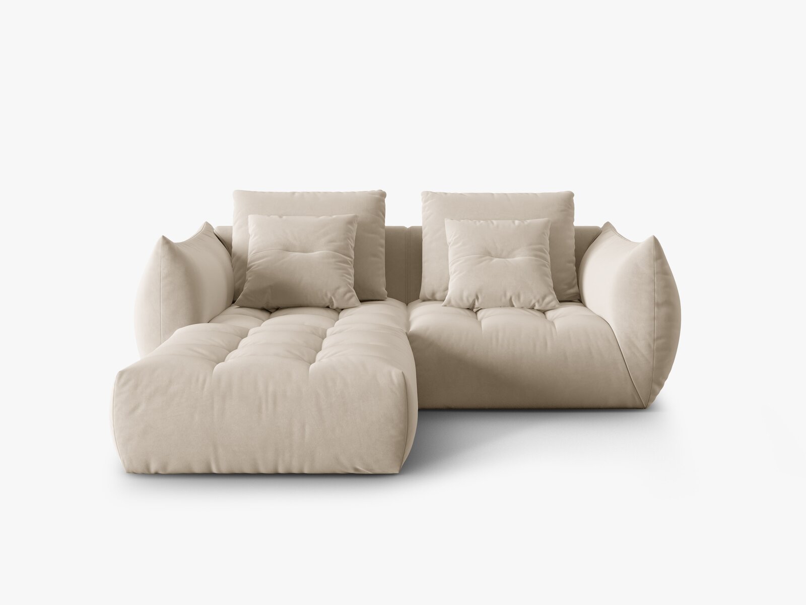 Micadoni Ecksofa Bloom 3-Sitzer Samt Ecru