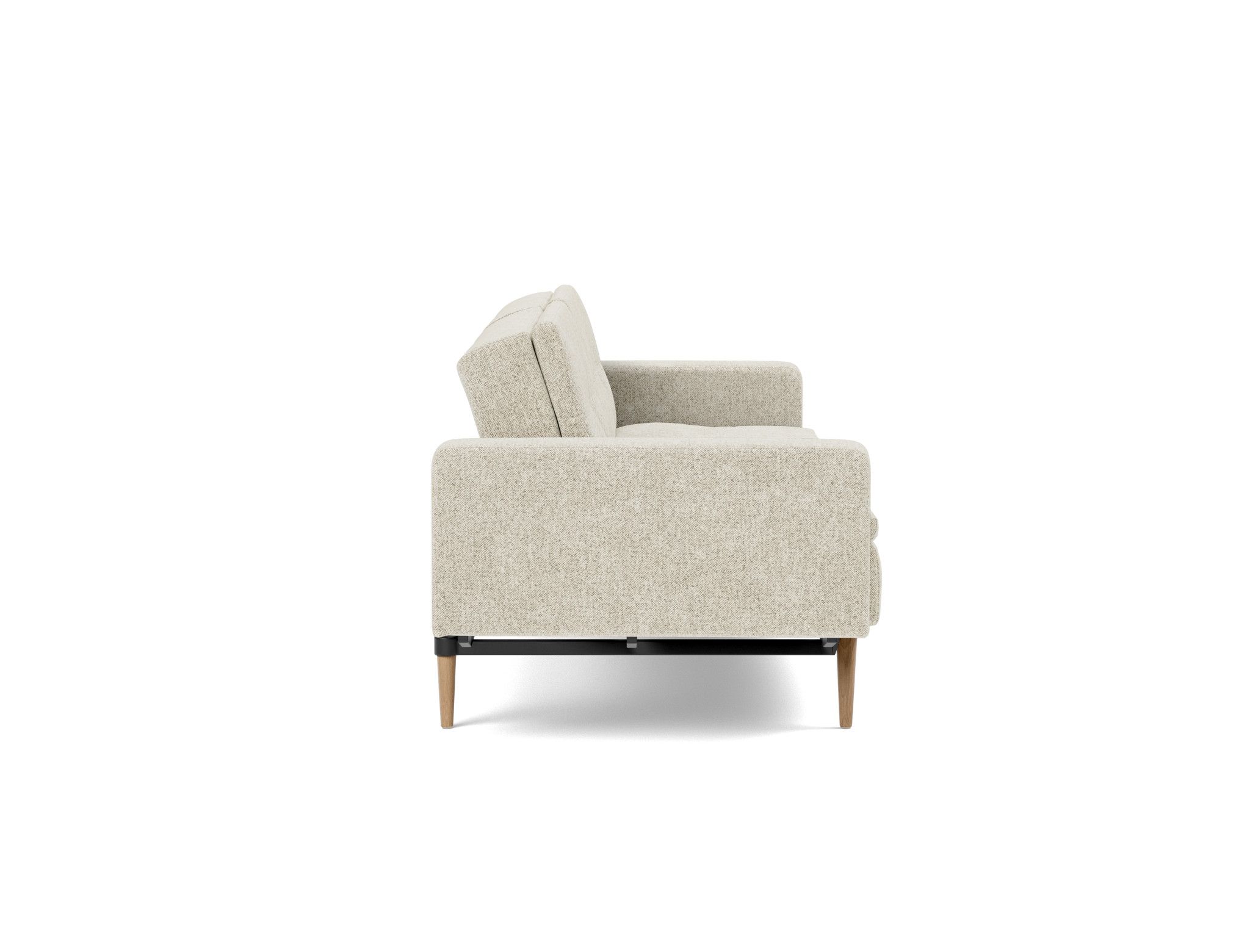 Schlafsofa Dublexo mit Armlehnen Strukturierter Stoff Taura 357-Off-White Beine Styletto Eiche hell