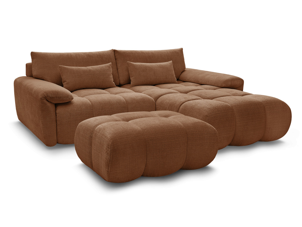 Bobochic Ivane Ecksofa mit Pouf Strukturstoff Orange Ecke rechts