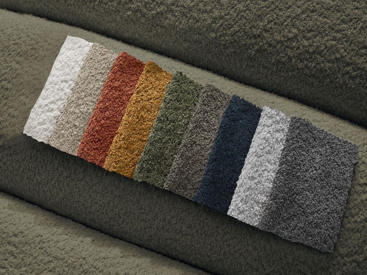 Bobochic Talia Ecksofa mit Pouf Bouclé-Stoff Grün Ecke rechts