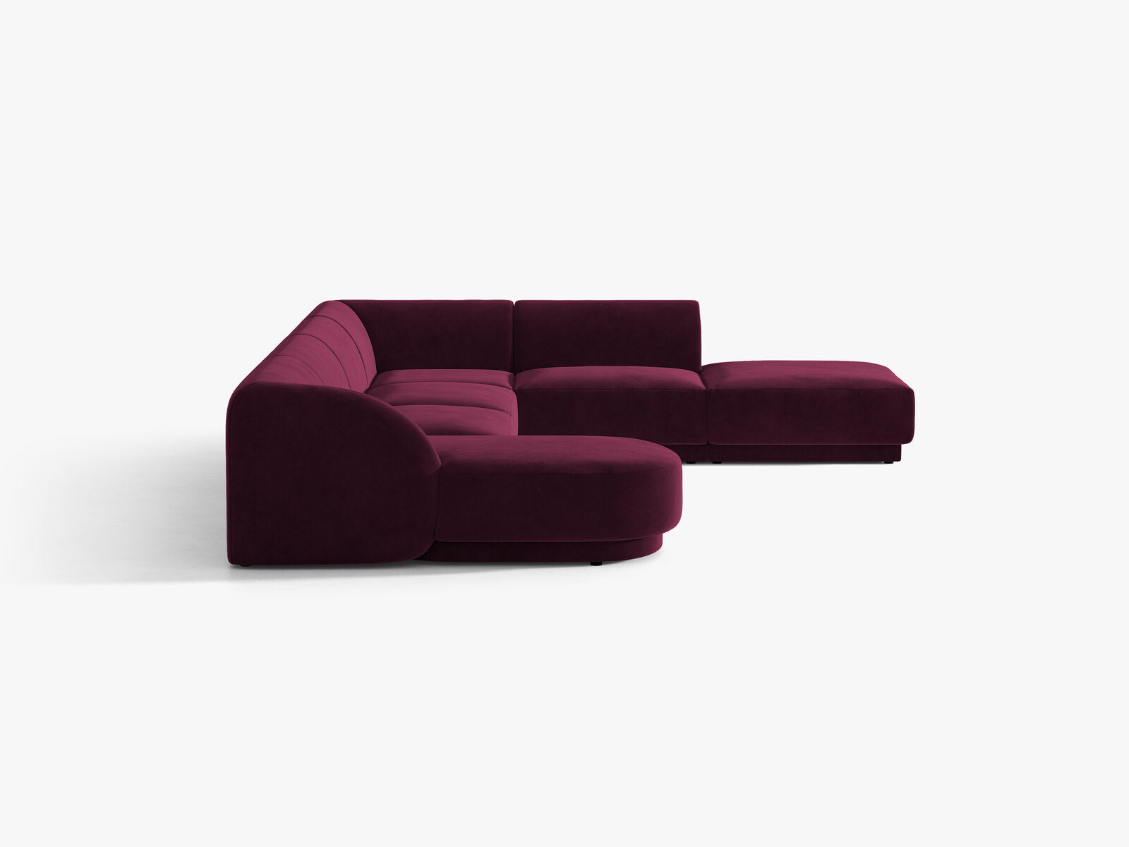 Micadoni Panorama-Ecksofa Miley 6-Sitzer Rechts Samt Venus Burgunder