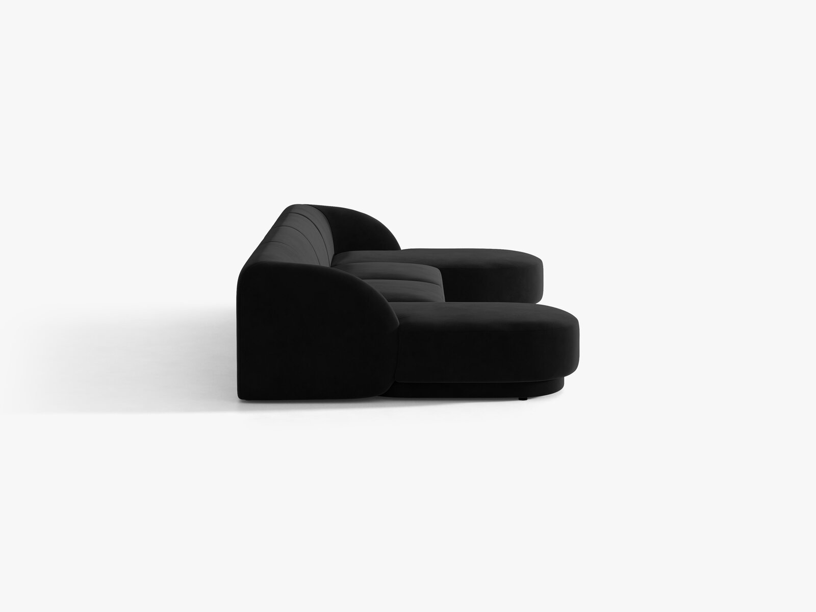 Micadoni Panorama-Sofa Miley 5-Sitzer Samt Bluvel Schwarz