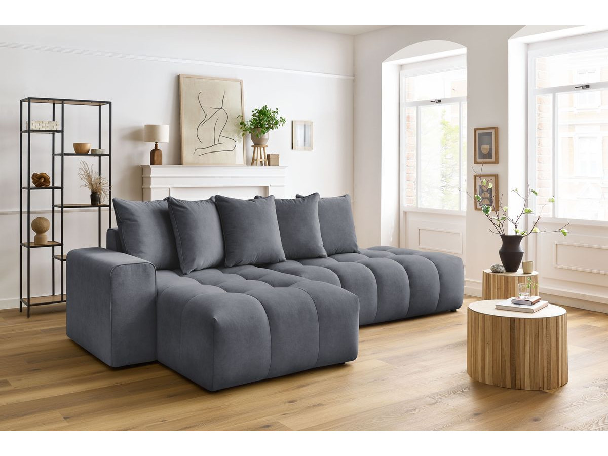 Bobochic Mont-blanc Ecksofa Samt Dunkelgrau Ecke links