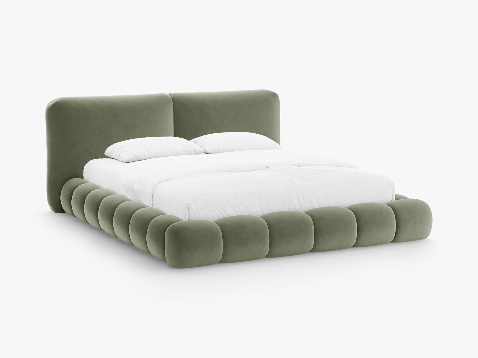 Micadoni Stauraumbett mit Kopfteil Solange Samt Magic Velvet Grün 160x200