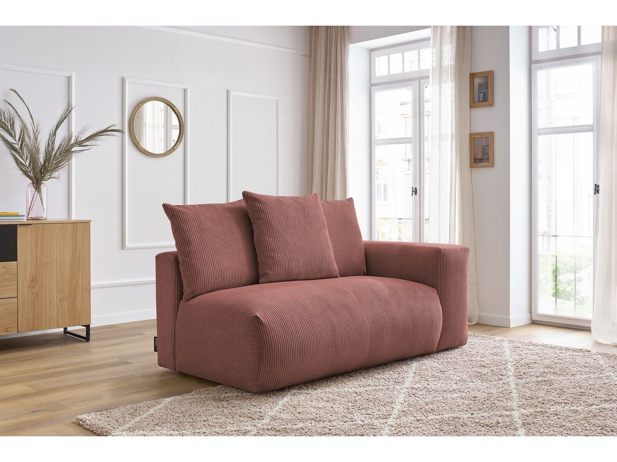 Bobochic Voltaire Sofamodul 2-Sitzer 178 × 100 cm Cordsamt Rosa Ecke rechts