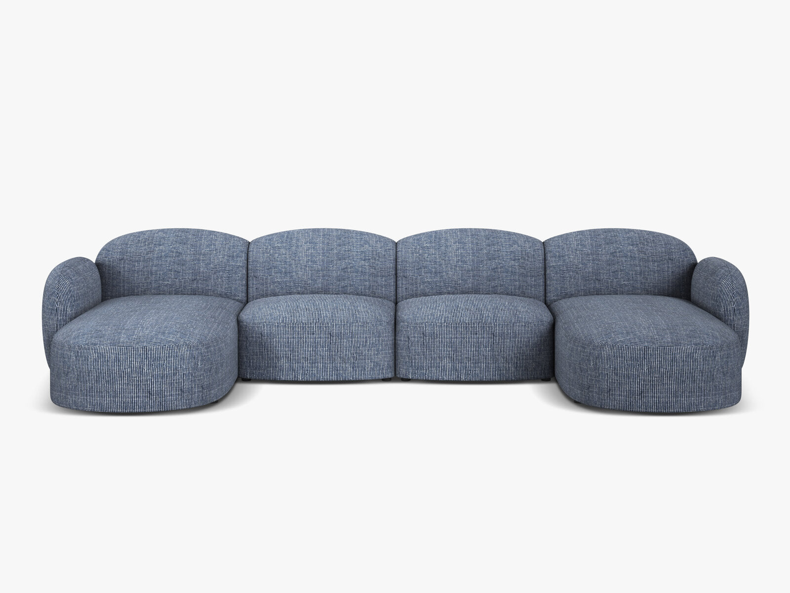 Micadoni Panorama Sofa Blair 6-Sitzer Strukturierter Stoff Baltimore Blau Melange