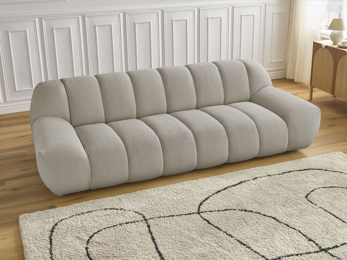 Bobochic Hayden Sofa 3-Sitzer Bouclé-Stoff Taupe