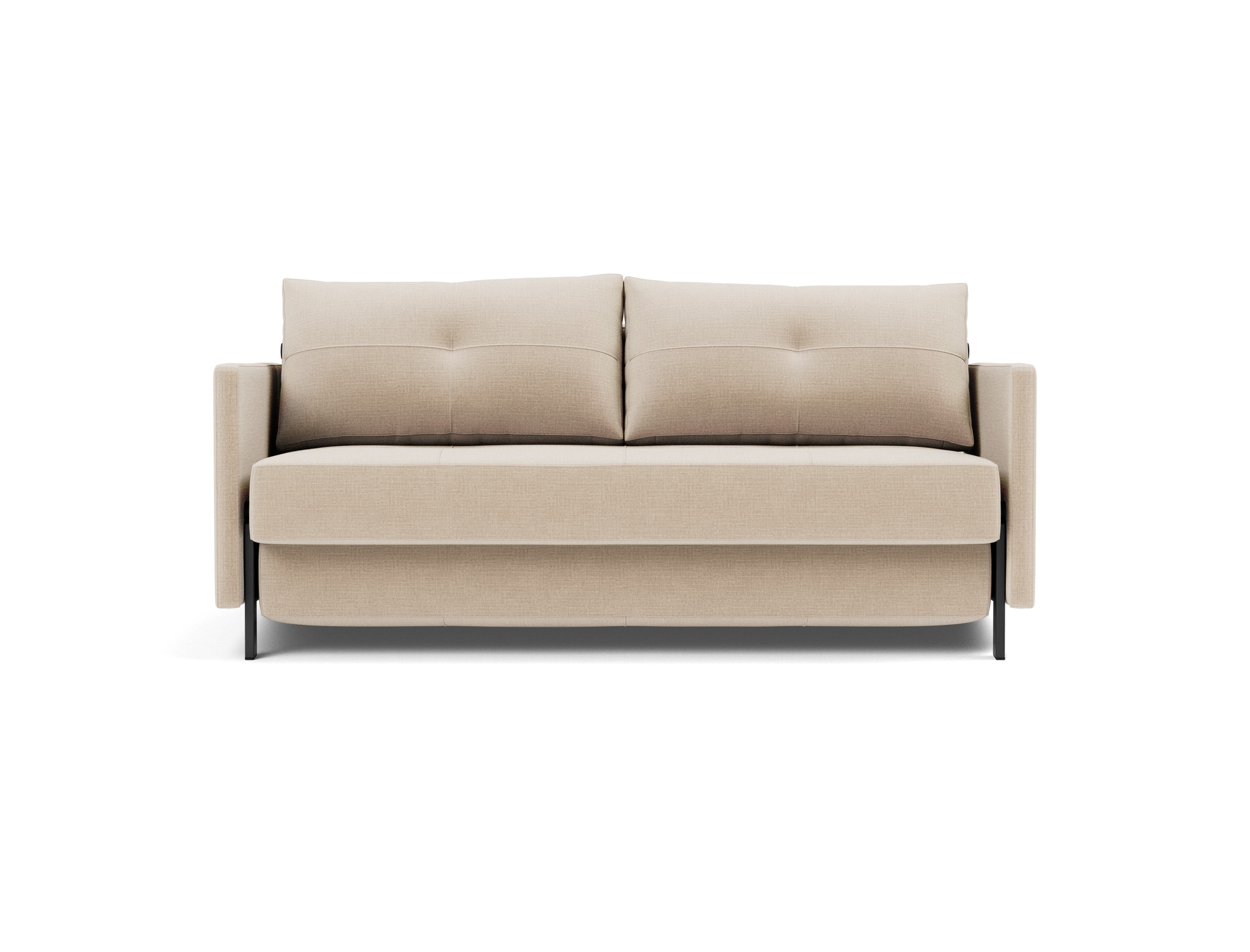 Schlafsofa Cubed mit Armlehnen 160 Chenille Esina 410-Almond-Beige