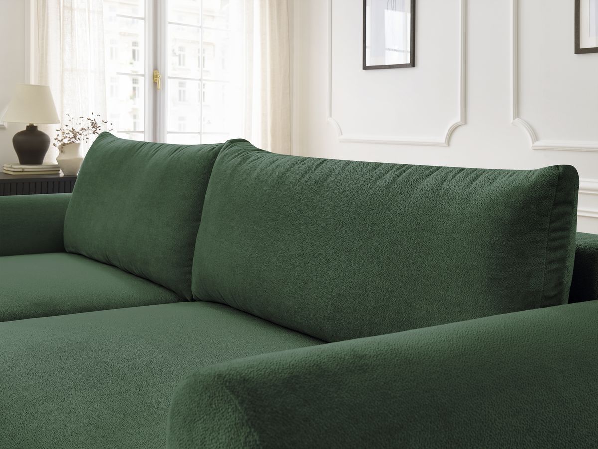 Bobochic Lucien Ecksofa mit Schlaffunktion und Bettkasten 314 × 167 cm Stoff Grün Ecke links
