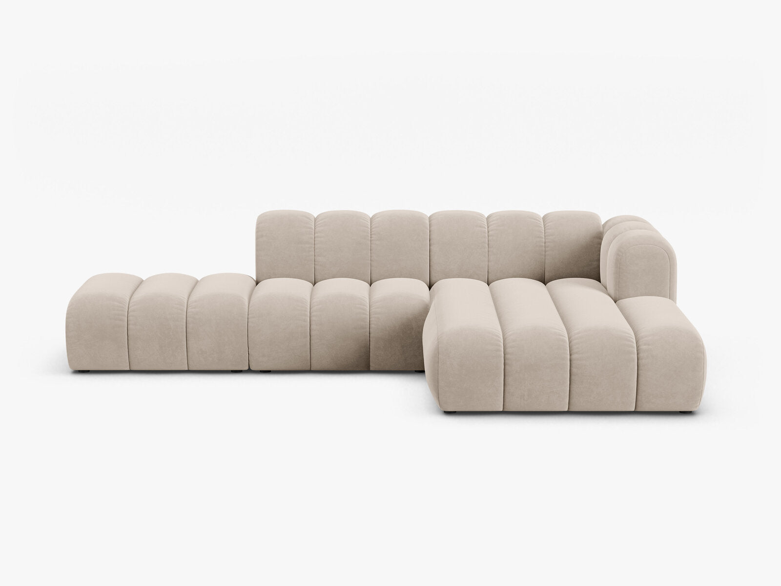 Micadoni Modulares Ecksofa offen Lupine 5-Sitzer Rechts Samt Salvador Beige