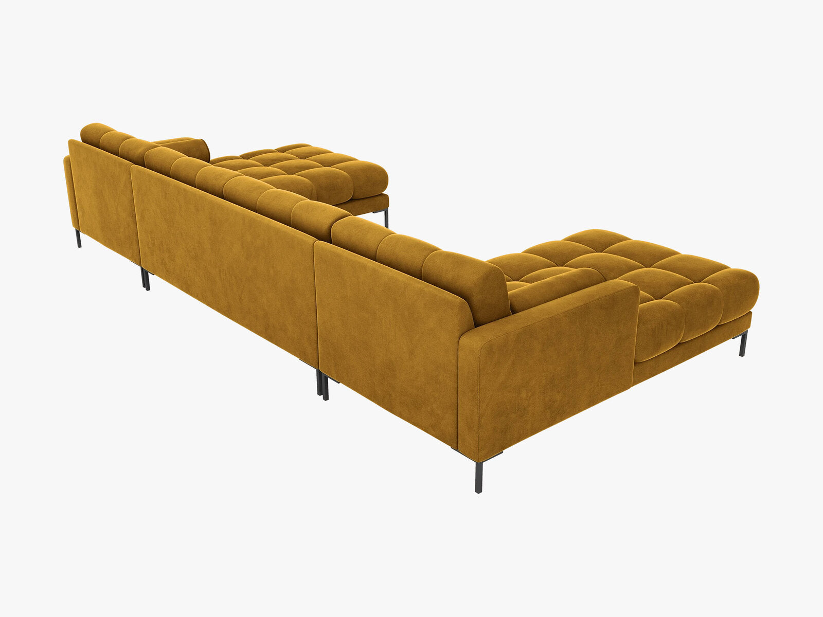 Micadoni Panorama-Sofa Mamaia 6-Sitzer Samt Bluvel Gelb schwarze Beine