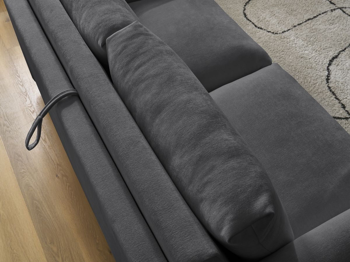 Bobochic Cocoone Schlafsofa 3-Sitzer Stoff Schwarz, Liegefläche 140 × 200 cm
