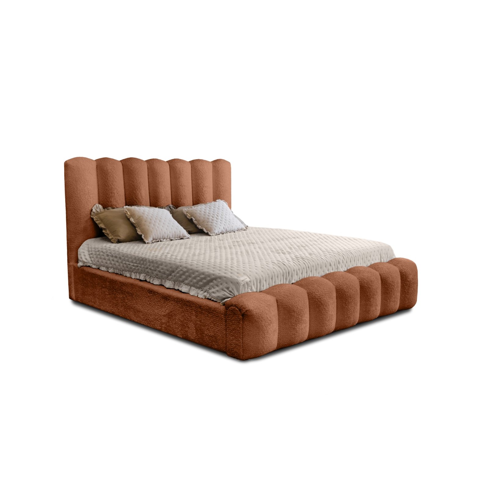 Polsterbett Laro Boucle 180x200 mit Metallrahmen Euphoria 09 Deep Terra