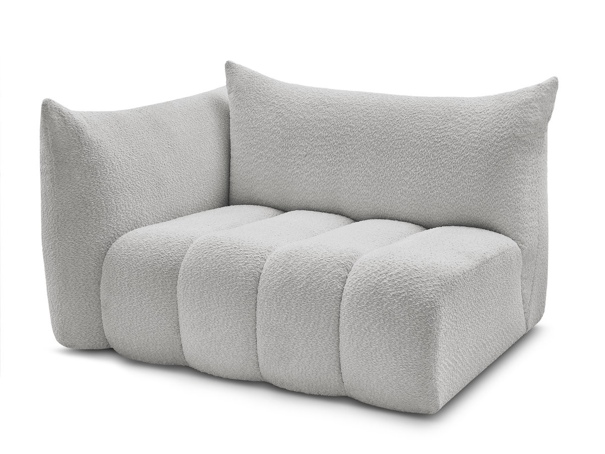 Bobochic Azra Sofamodul 2-Sitzer 143 × 112 cm Bouclé-Stoff Hellgrau Ecke links