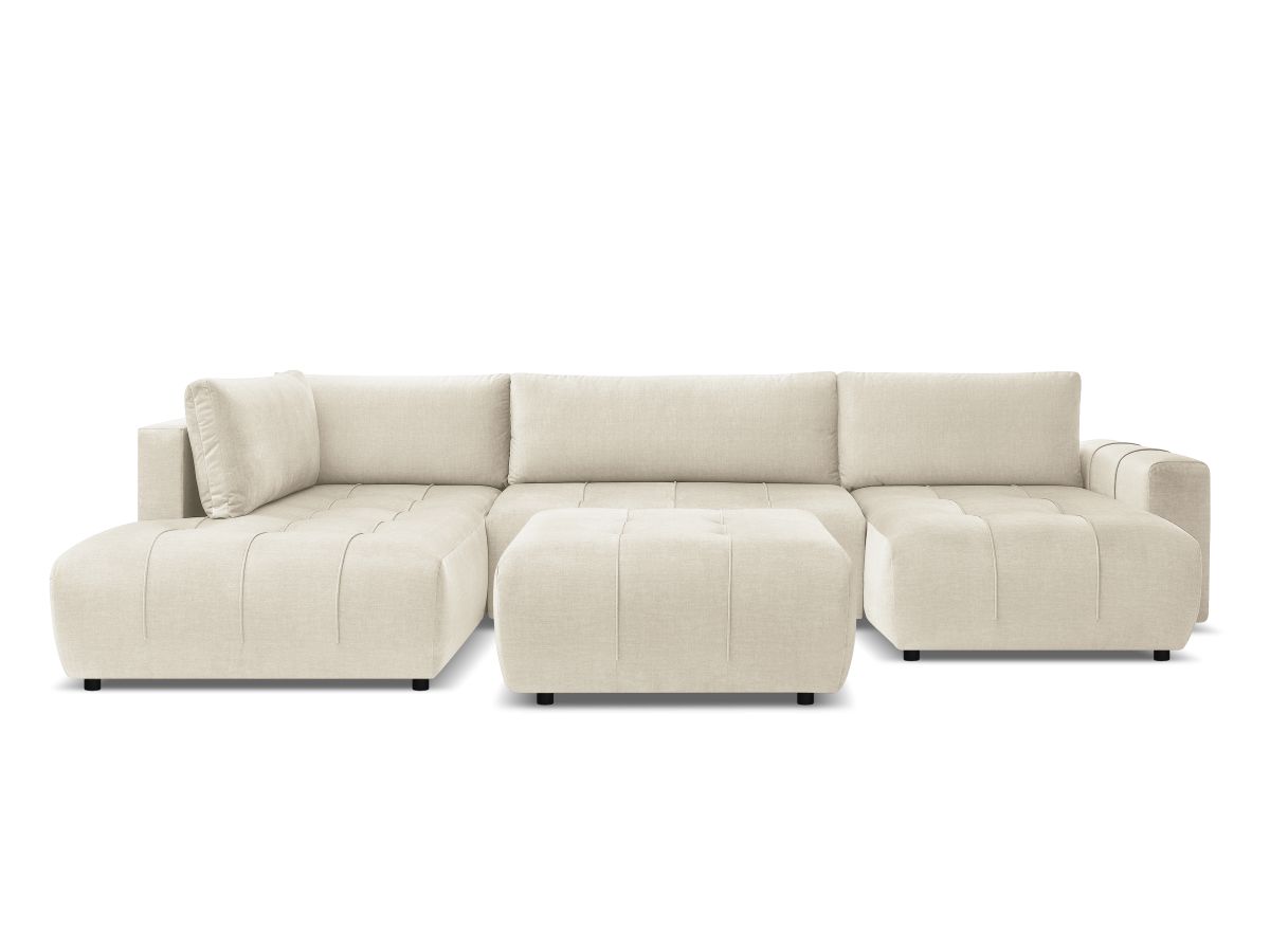 Bobochic Arsene Wohnlandschaft mit Pouf Samt Beige Ecke rechts