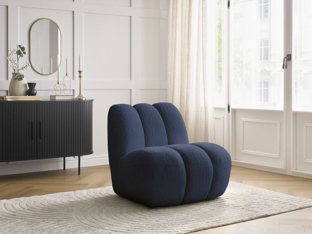 Bobochic Janissaire Sessel 81 × 90 cm Bouclé-Stoff Dunkelblau