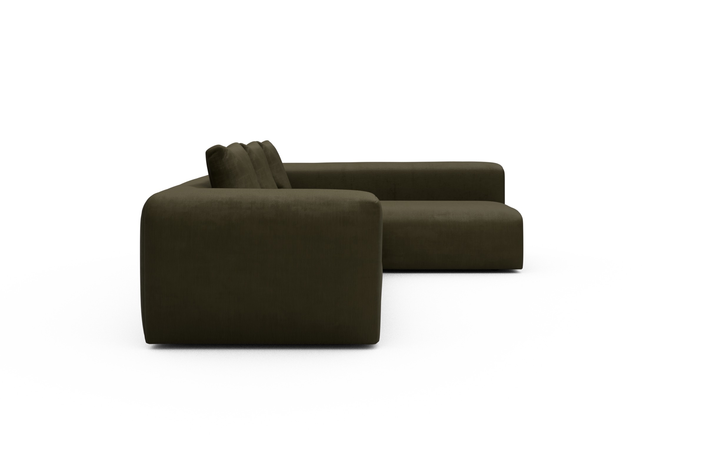 Ecksofa Fred 2x 2,5-Sitzer rechts offen Cordufine-Pine-Green