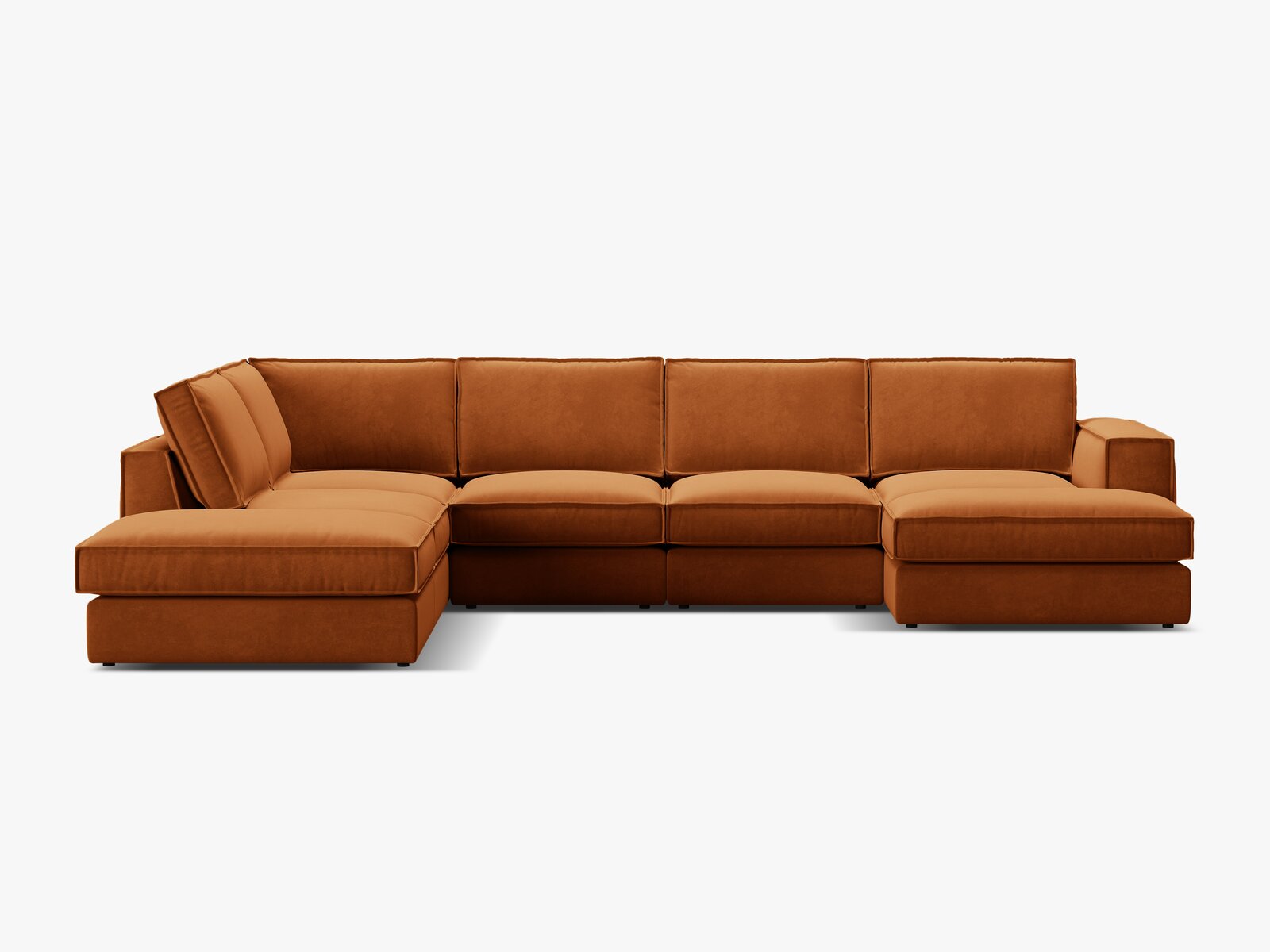Micadoni modulares Panorama Ecksofa Pola 5-Sitzer Links Samt Salvador Terrakotta