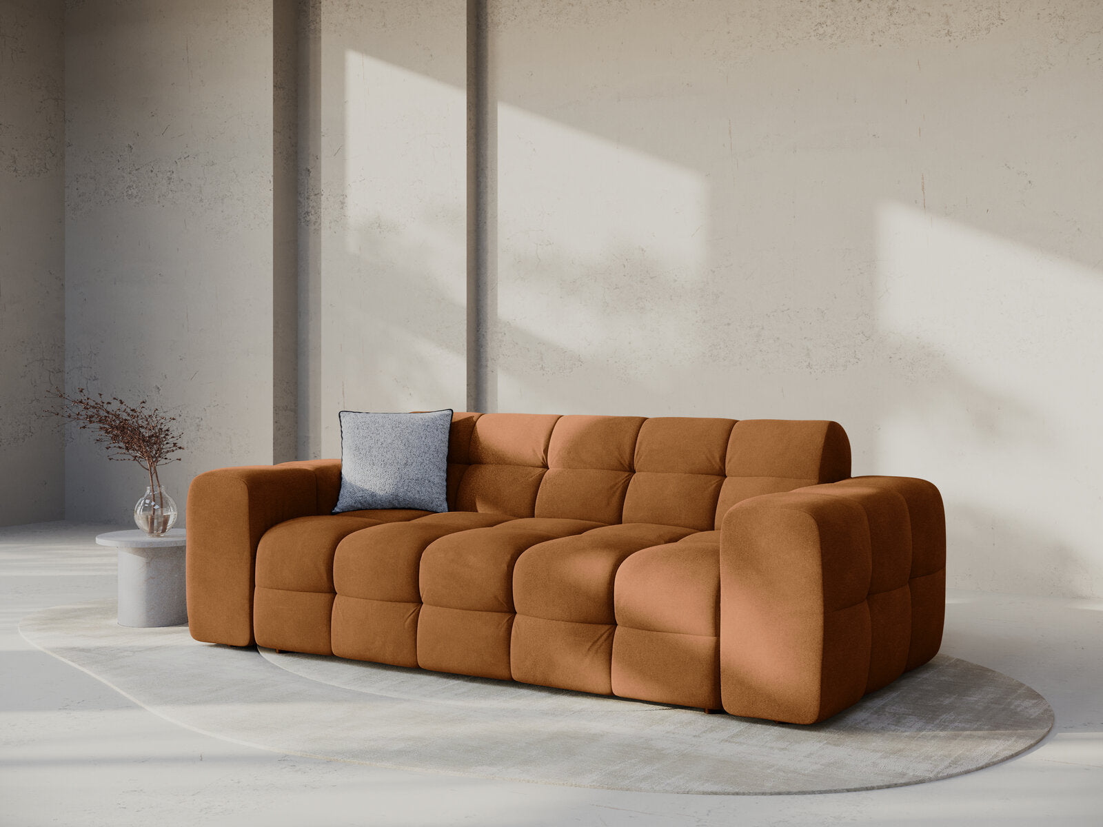 Micadoni Sofa Kendal 3-Sitzer Samt Kamel