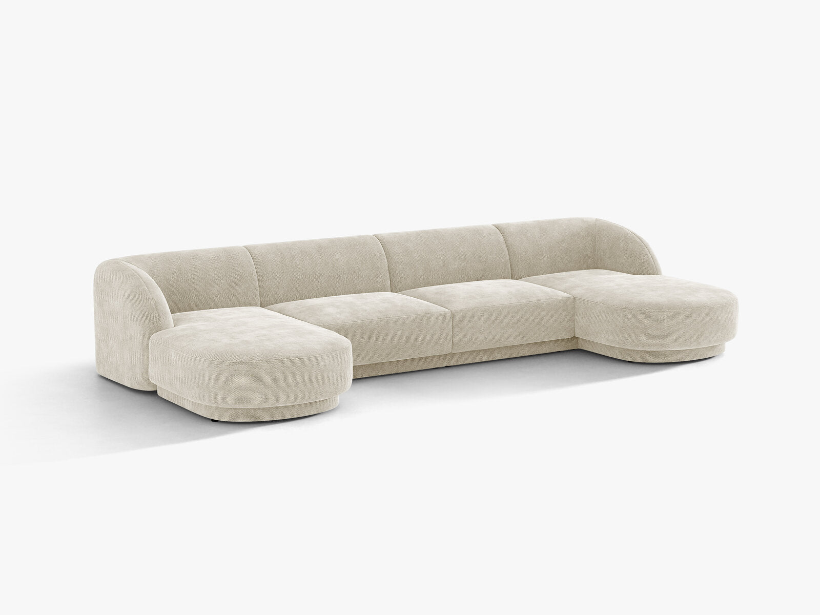 Micadoni Panorama-Sofa Miley 5-Sitzer Chenille Eden Helles Beige