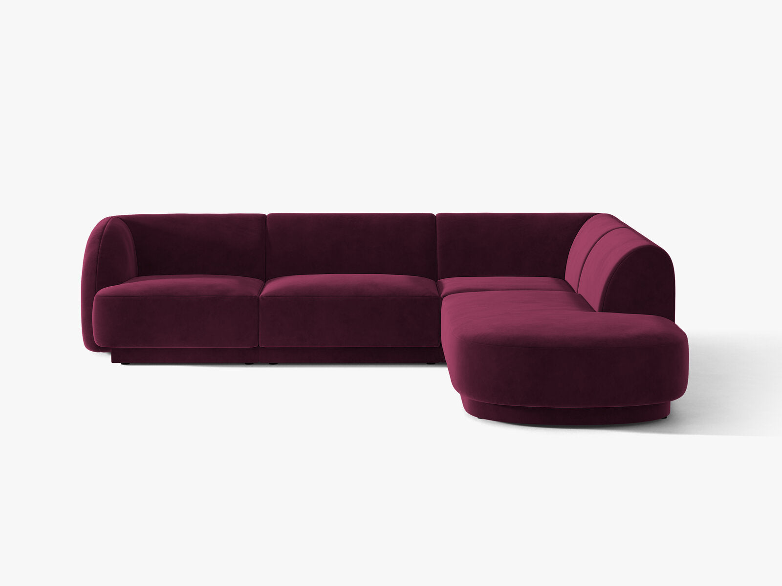 Micadoni Ecksofa Miley 6-Sitzer Samt Venus Burgunder Rechts