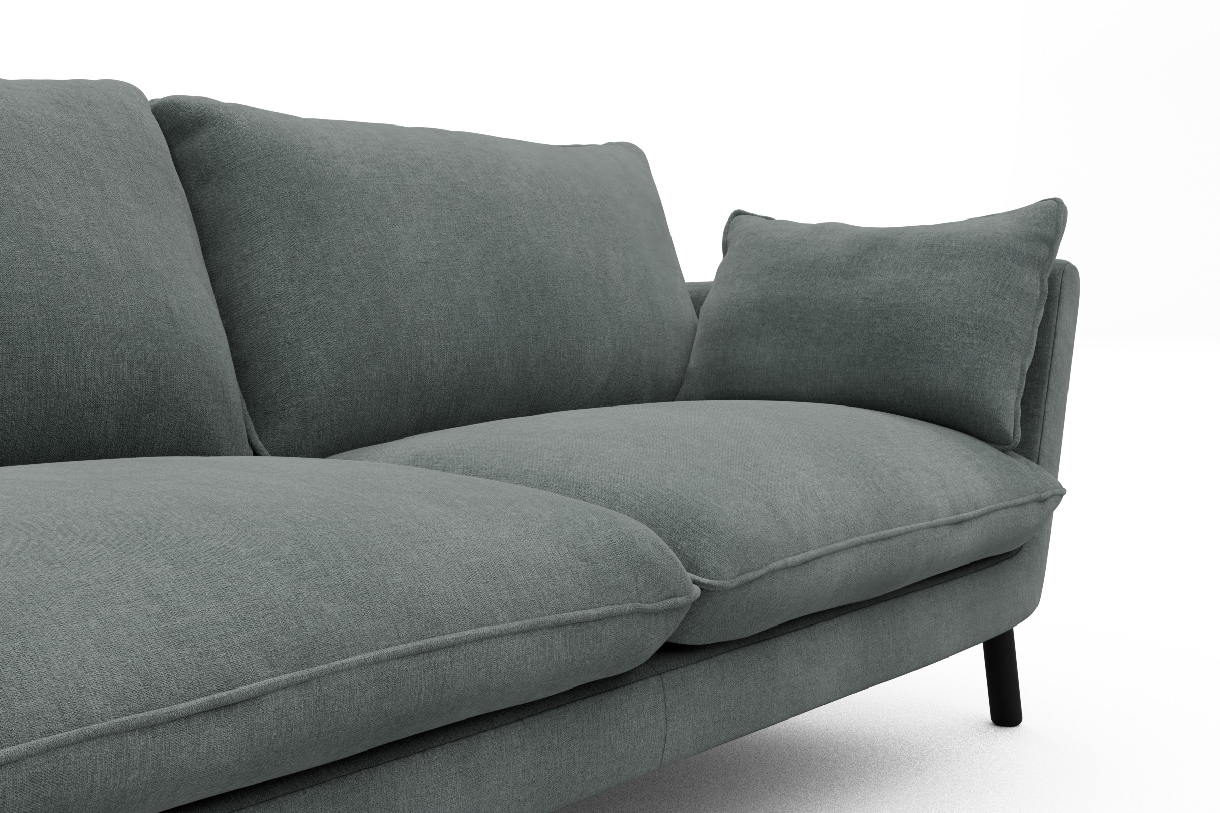 Sofa Emil 3-Sitzer Beinfarbe Eiche Schwarz Smooth-Silver-Grey