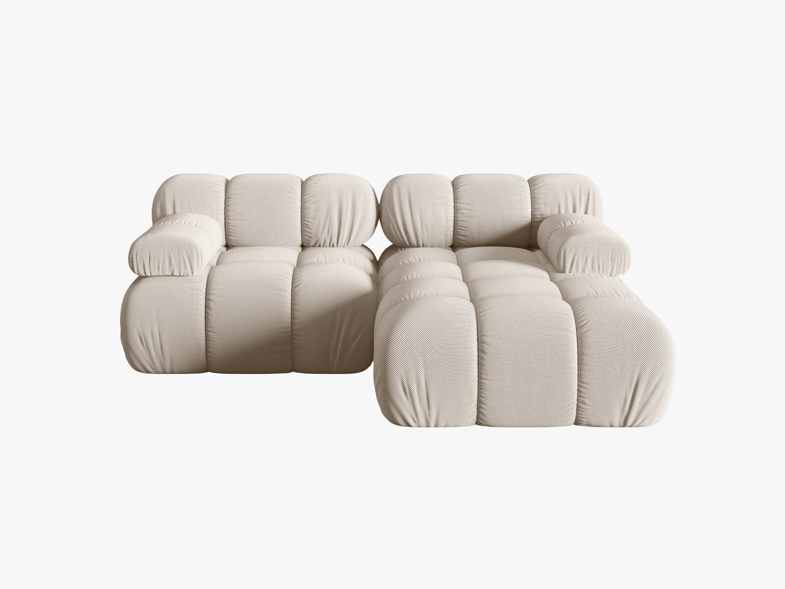 Micadoni Modulares Ecksofa Bellis 3-Sitzer Rechts 3D-Stoff Sonic Helles Beige