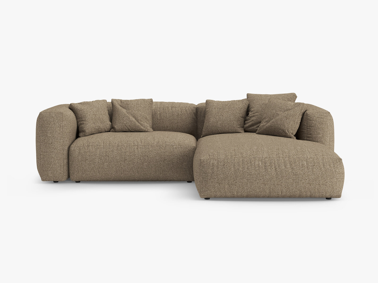 Micadoni Martina Ecksofa 4-Sitzer mit Schlaffunktion Rechts Boucle Monet Cappuccino