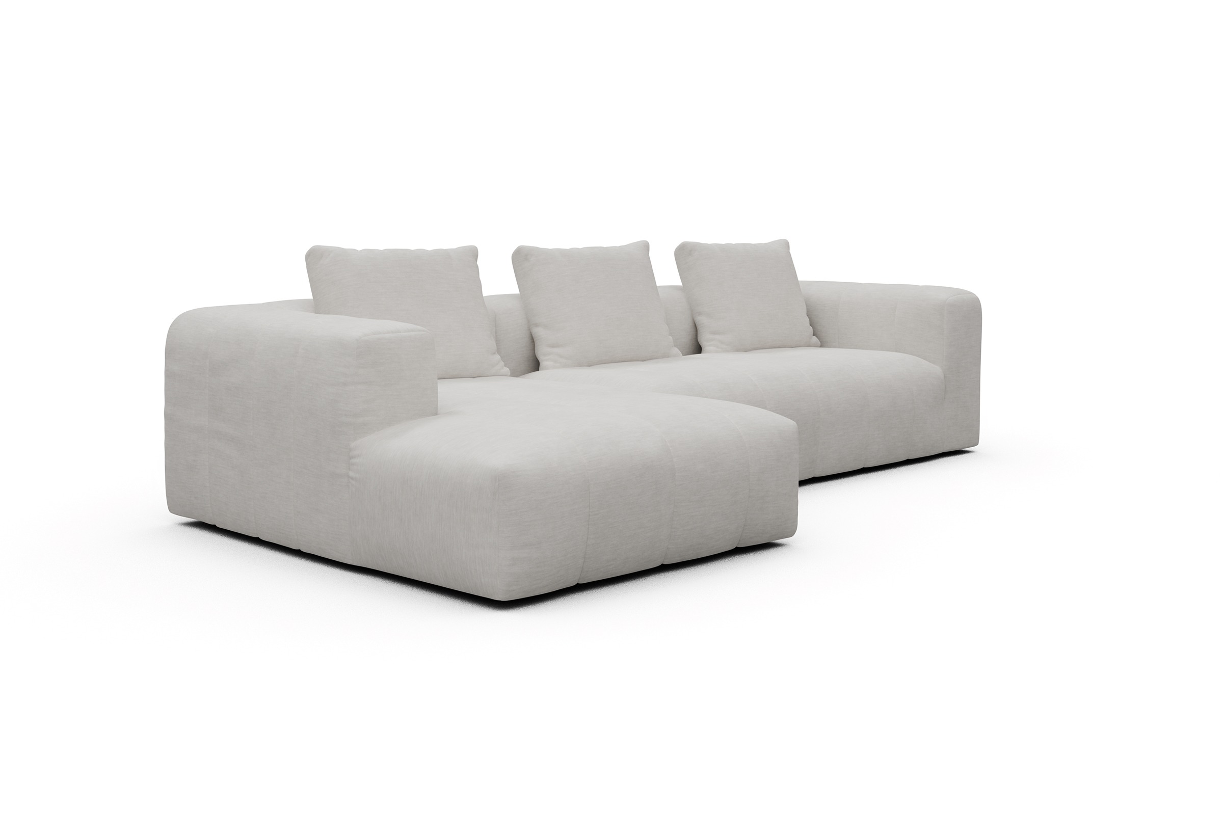Ecksofa Hugo 2,5-Sitzer Armlehne rechts mit Chaiselongue Vivus-Dusty-Off-White
