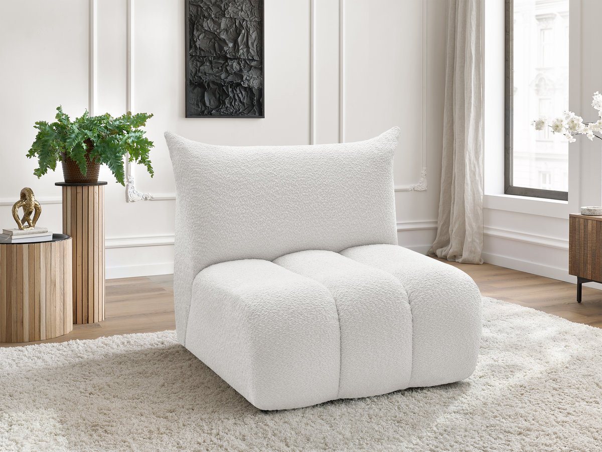 Bobochic Azra Sofamodul 1-Sitzer 90 × 112 cm Bouclé-Stoff Weiß