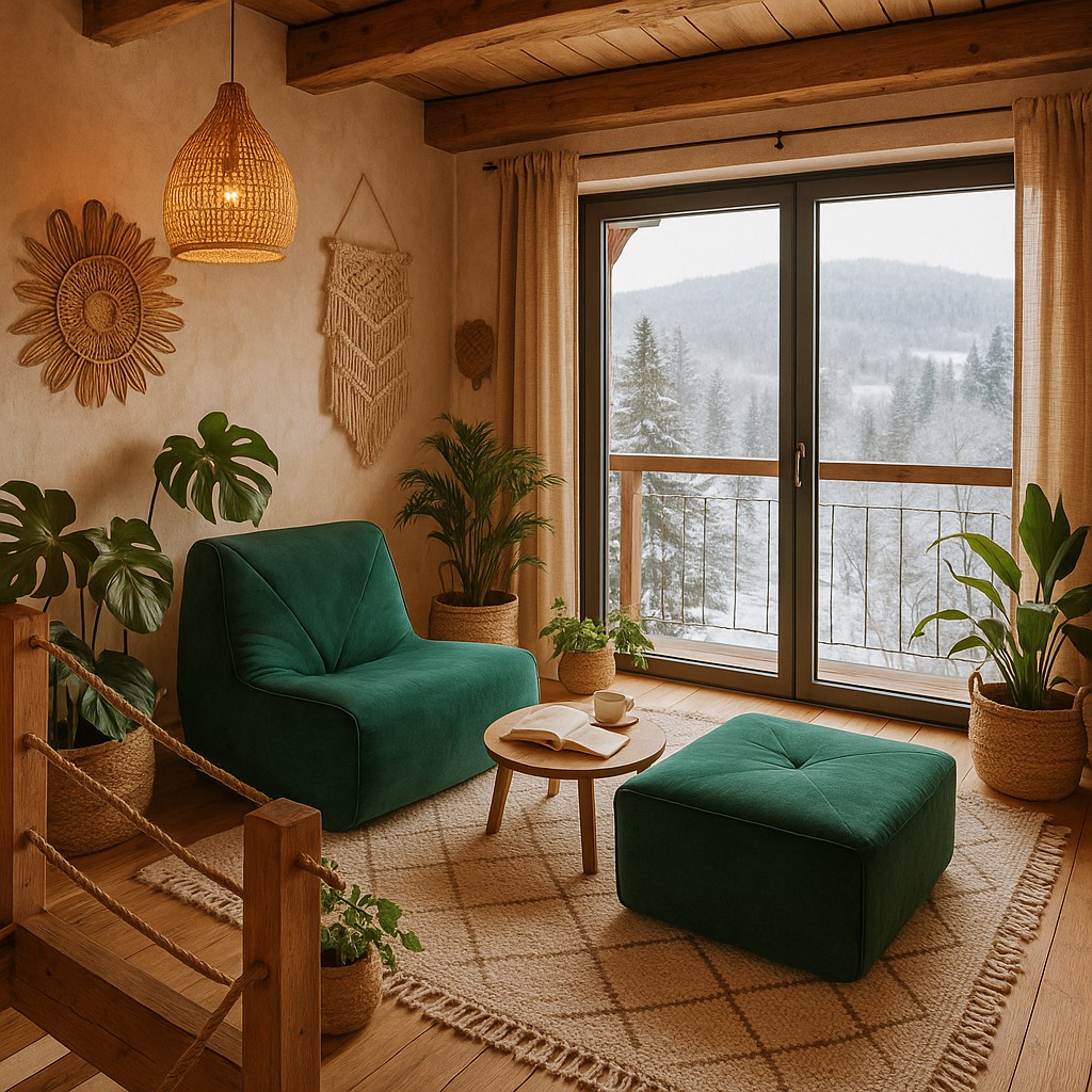 Livin Hill Sessel mit Fußhocker Nua Flaschengrün