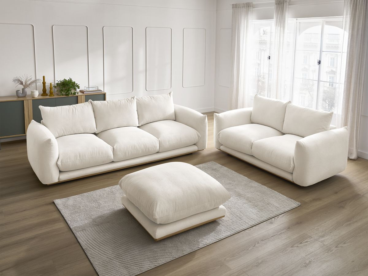 Bobochic Ernest Sofa 6-Sitzer mit Pouf Stoff Beige