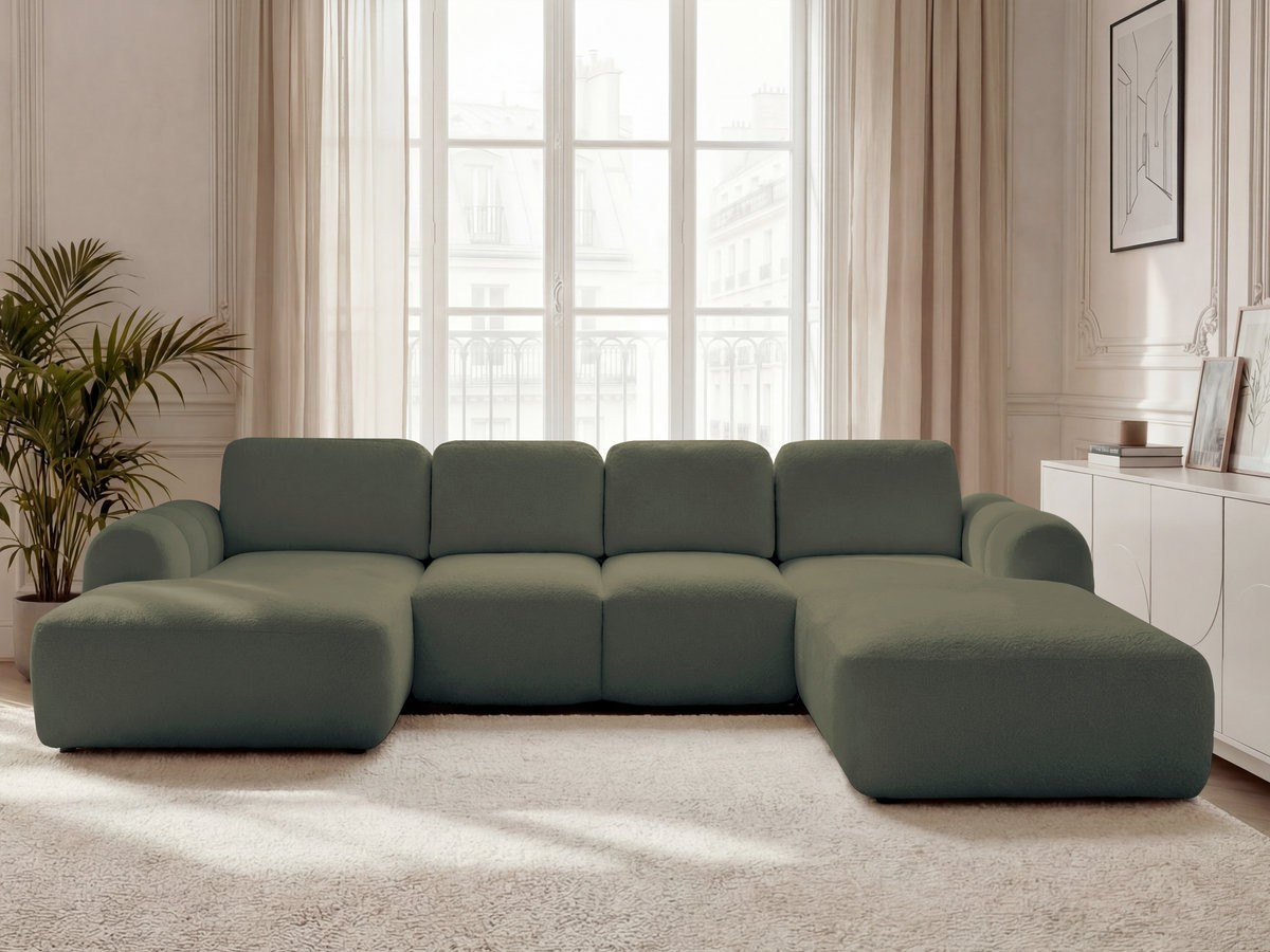Bobochic Montaigne Wohnlandschaft Bouclé-Stoff Grün Ecke links