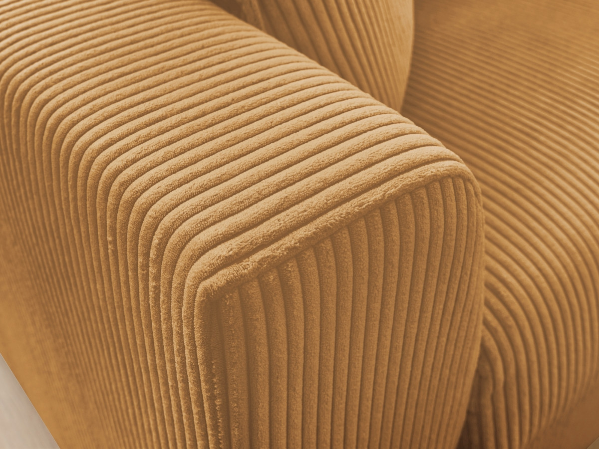 Bobochic Augustin Schlafsofa 3-Sitzer Cordsamt Gelb, Liegefläche 140 × 200 cm
