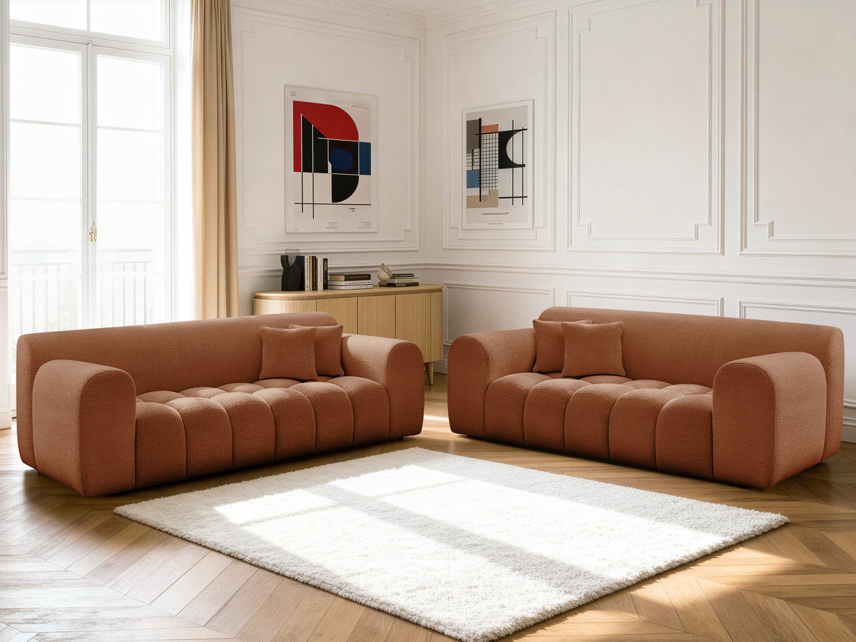 Bobochic Melisse Sofa 5-Sitzer Strukturstoff Orange