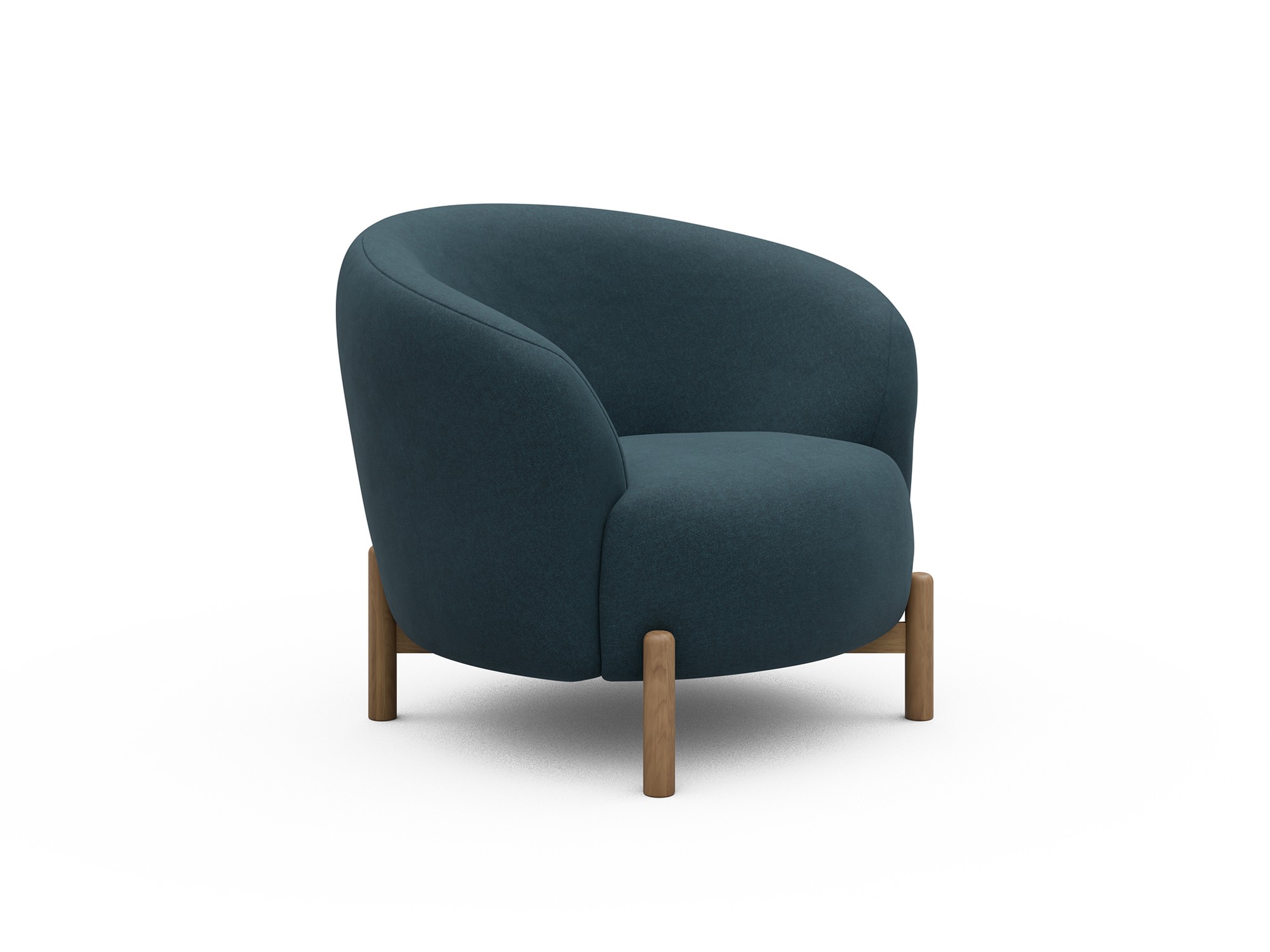 Sessel Ronda Holzbeine Eiche Natur Strukturierter Stoff Satya 443-Deep-Blue