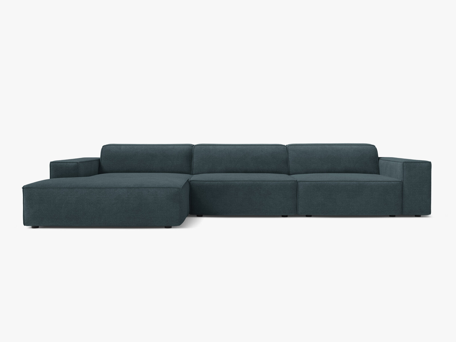 Micadoni Ecksofa Jodie 4-Sitzer Strukturierter Stoff Liberty Dunkel Petrol Links