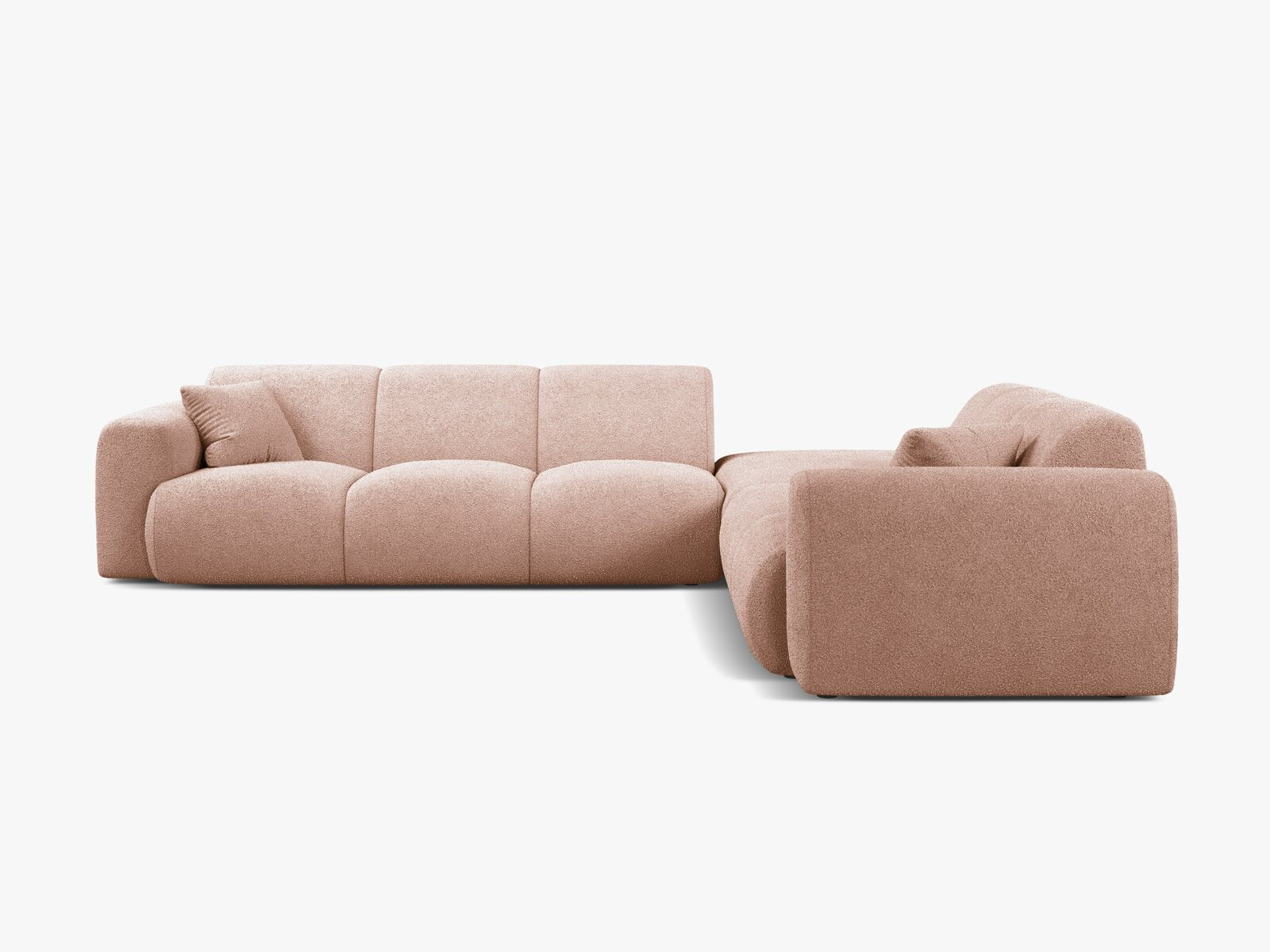 Micadoni Ecksofa Molino 6-Sitzer Rechts Boucle Baloo Puderrosa