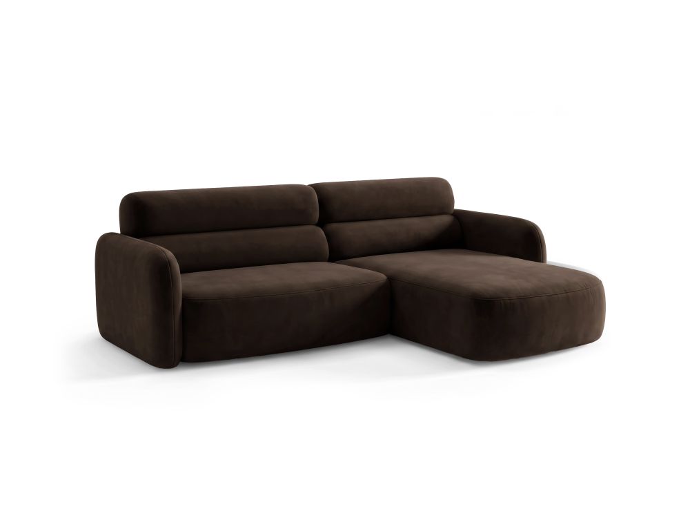 Cosmopolitan Design Ecksofa Malmo 3-Sitzer Samt Bluvel Dunkelbraun Rechts