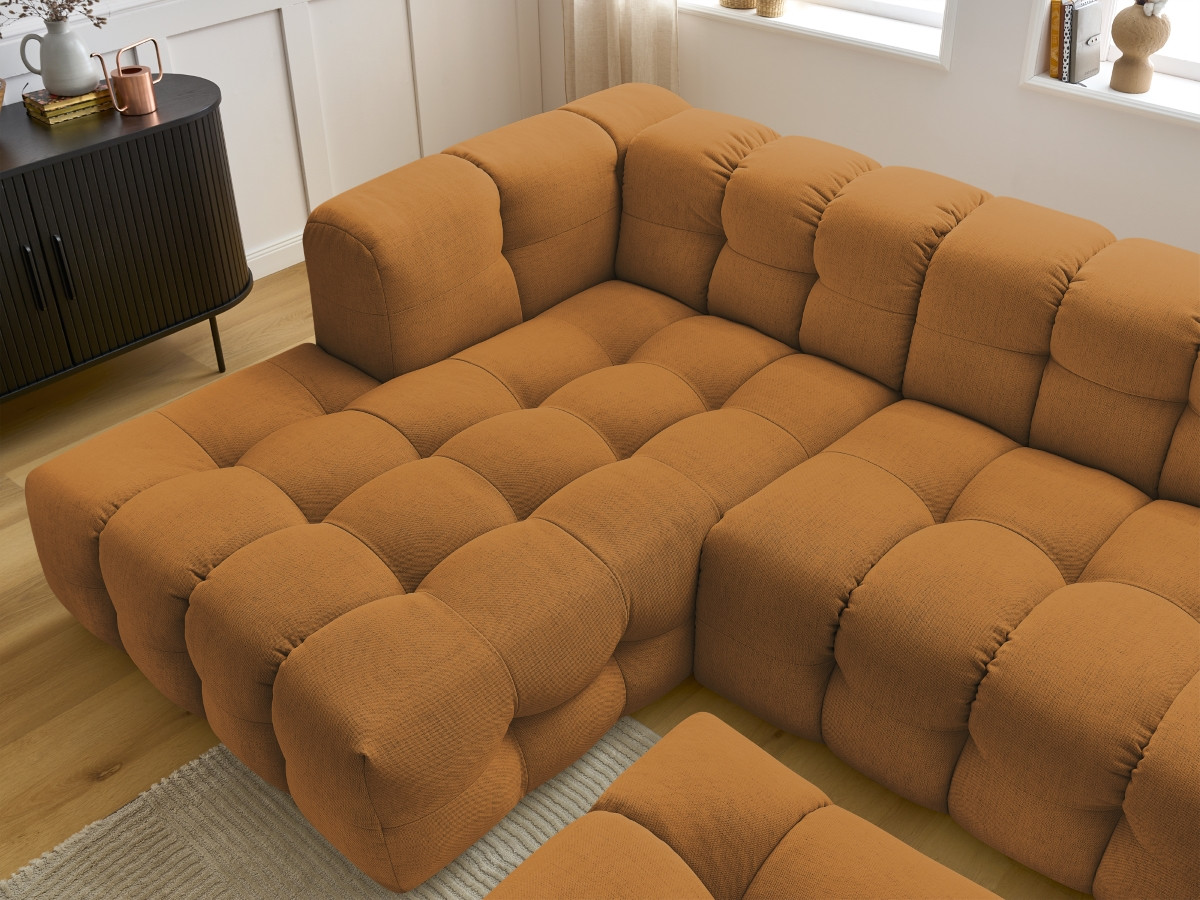 Bobochic Cloud Ecksofa mit Pouf 288 × 184 cm Stoff Gelb Ecke links