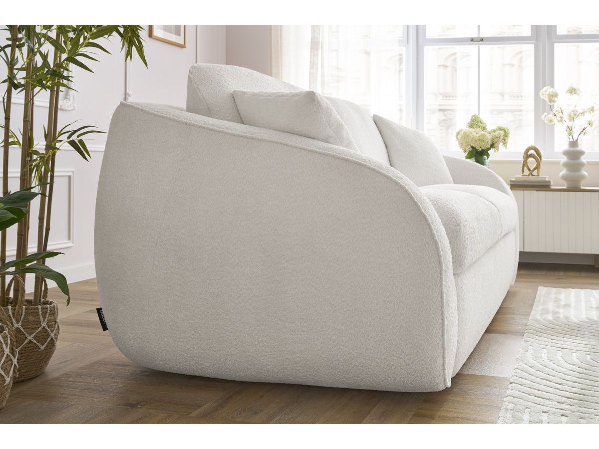Bobochic Cezanne Schlafsofa 3-Sitzer Bouclé-Stoff Weiß, Liegefläche 140 × 194 cm
