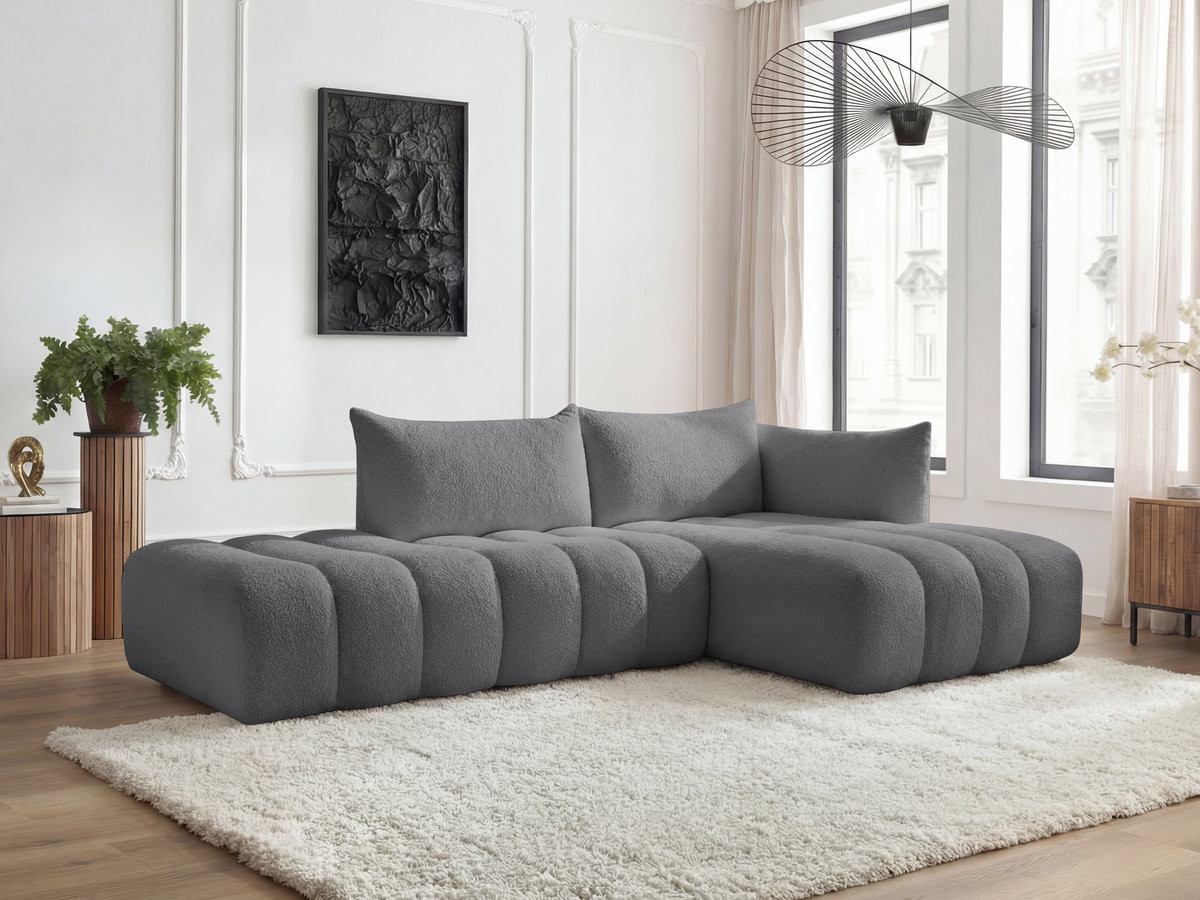 Bobochic Azra Ecksofa 319 × 178 cm Bouclé-Stoff Dunkelgrau Ecke rechts