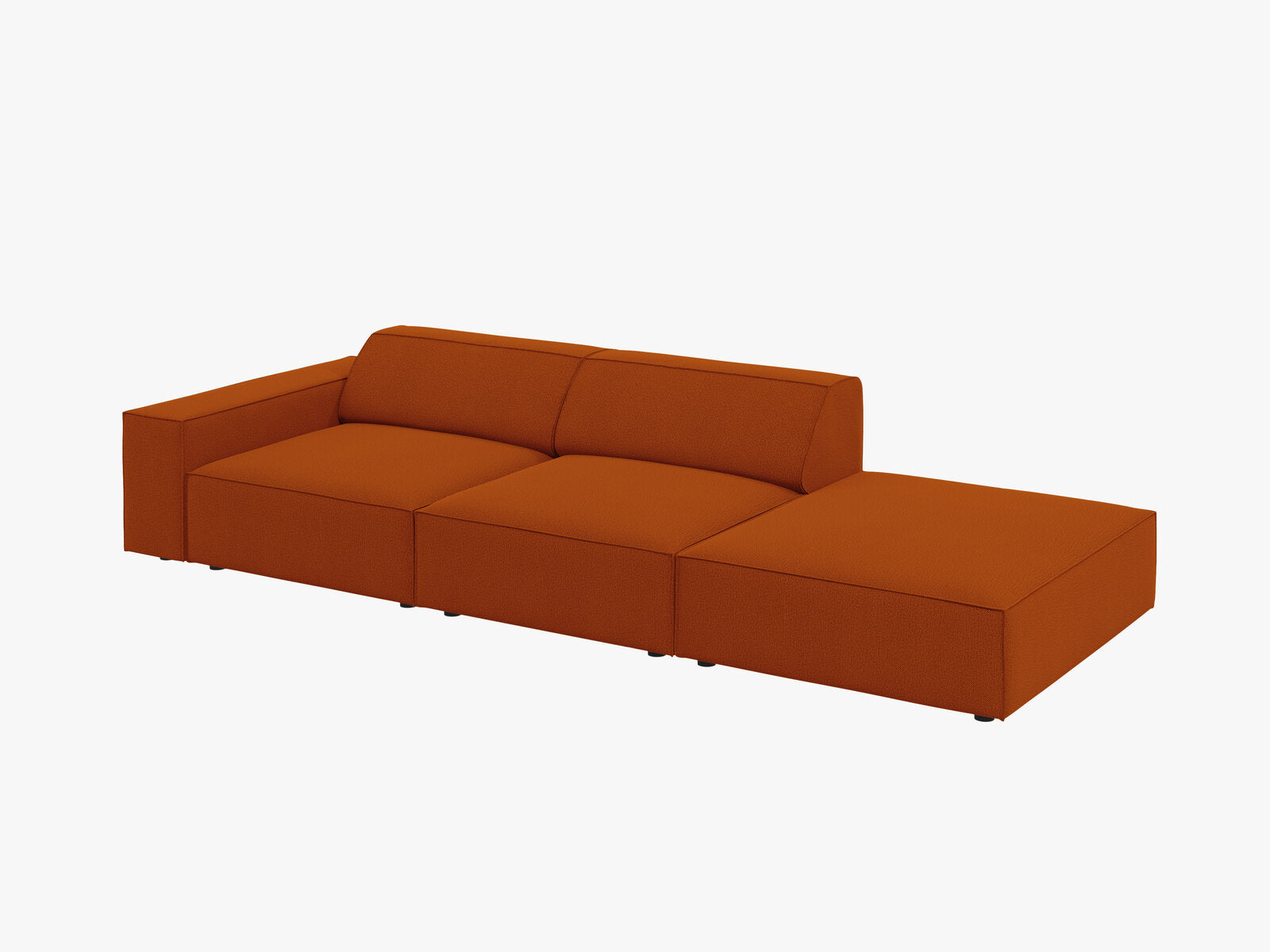 Micadoni Sofa Jodie 3-Sitzer Rechts Strukturierter Stoff Megan Terrakotta