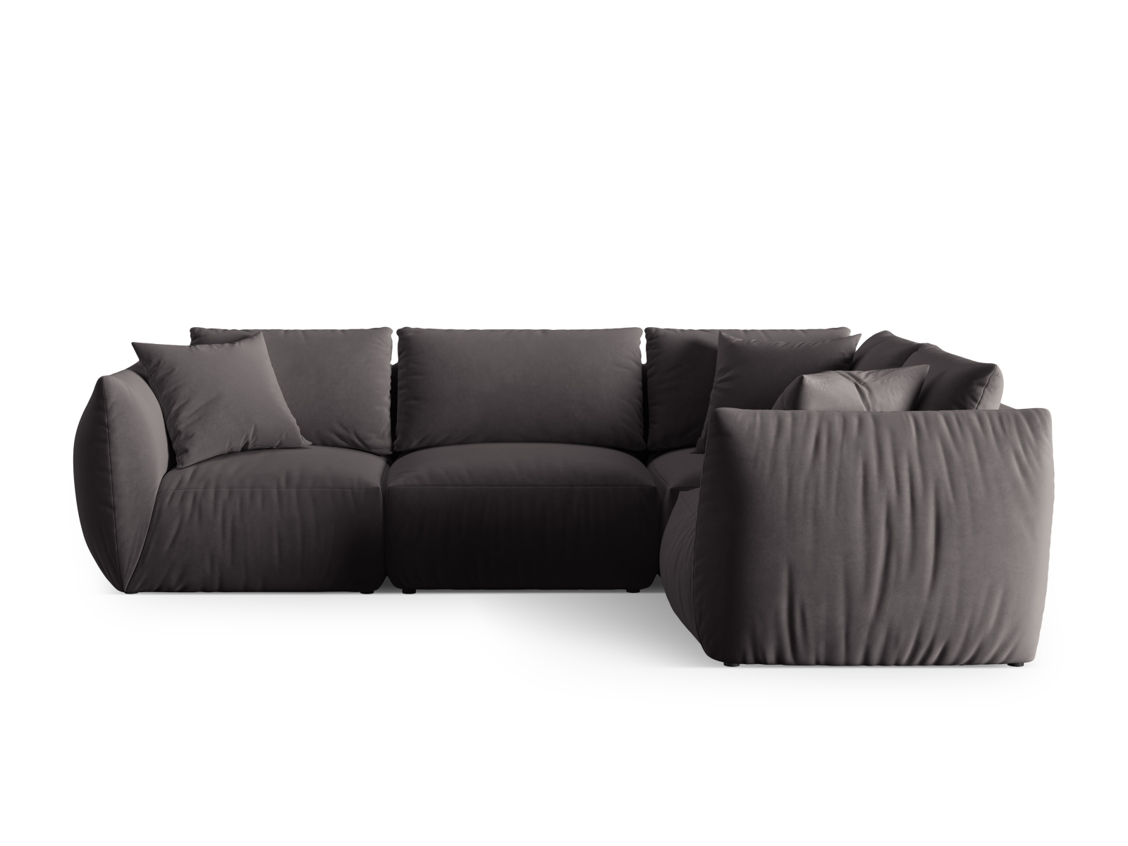 Micadoni Ecksofa Chris 4-Sitzer Rechts Samt Dunkelgrau